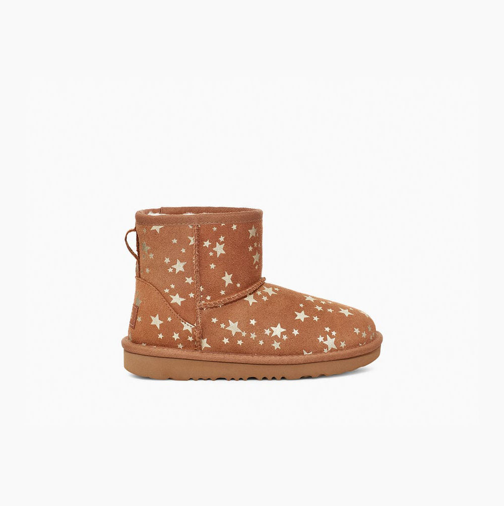 UGG Classic Mini II Stars Brown Boots for Kids (WXKN36198)